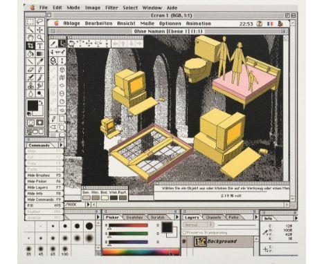 Reffin Smith, Brian (*1946) "Computer Art" 2000, Farboffset, u.r. sign., Griffelkunst, PM 23,4x25,6cm, BM 30x42cm