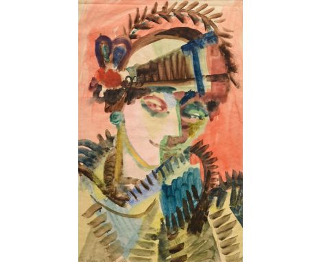 Bargheer, Eduard (1901-1979) "Portrait" 1947, Aquarell/Bleistift, u.l. sign./dat., schmale, vergoldete Berliner Leiste (klein