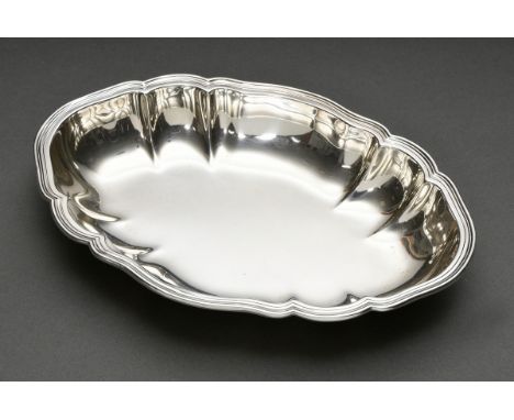 Ovale Anbietschale mit Chippendale Rand, Silber 830, 429g, 5x31x21cm