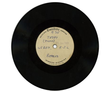 A rare mono 7 inch Emidisc acetate recording of the 1969 Beatles song ‘Teddy Boy’. Running time 5 minutes 35 seconds. The ace