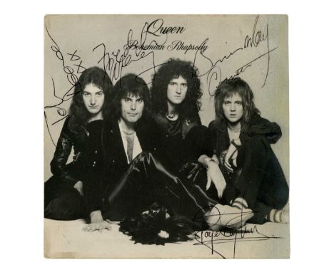 A UK vinyl pressing of the 1975 Queen single ‘Bohemian Rhapsody’ which has been autographed on the front of the sleeve by the