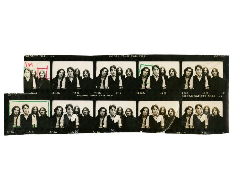 An original sixties contact sheet bearing images of The Beatles taken by Bruce McBroom on the 9th April 1969. This was the gr