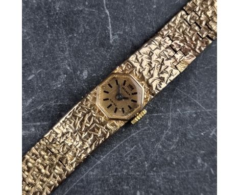 A vintage Milner 9ct gold manual wind ladies bracelet wristwatch, 11mm.