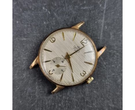 A 1960s Smiths 'Deluxe' 9ct gold manual wind wristwatch, 31mm, having 'linen' dial, with later expanding bracelet. (British R