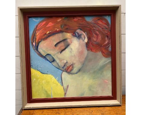 A framed portrait of a girl with red hair, unknown artist  (Sq60cm)