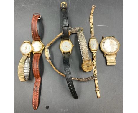 A selection of seven vintage watches to include Rotary, Ingersoll, Timex etc.