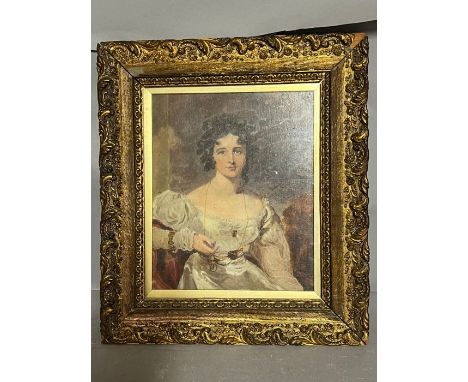 A portrait of Lady Barrow in a gilt frame (18cm x 22cm)