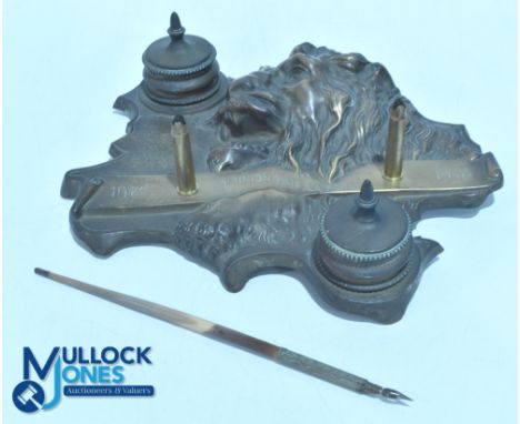 WW1 French Inkwell of a detailed Lio 1914 - 1918 L’Union Fait La Force (Unity makes Strength) 29 x 26cm