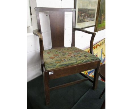 Georgian oak armchair with tapestry seat