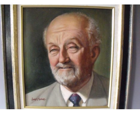 JAMES SCROSE (XX-XXI). Head and shoulder portrait study of a gentleman, signed lower left, oil on canvas laid on board, frame
