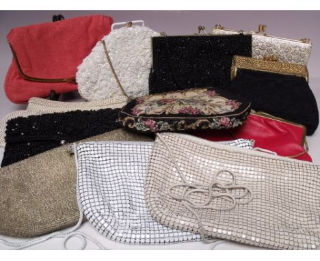 A COLLECTION OF LADIES VINTAGE BAGS, various styles and periods, to include two beaded examples by 'LeSoir' and two Jane Shil