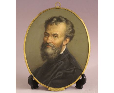 (XIX). Oval head and shoulder portrait study of a bearded gentleman, unsigned, oil on board, framed, 21 x 17 cm