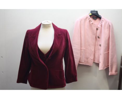 A LADIES VINTAGE JAEGER WOOL AND CASHMERE BLEND JACKET, with oversize presstud fastenings, size M, together with a two piece 