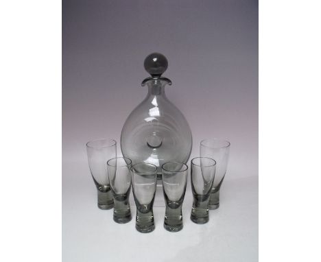 PER LUTKEN FOR HOLMEGAARD 'DANICA' GLASS DECANTER, having double pouring lip, complete with stopper, together with a selectio