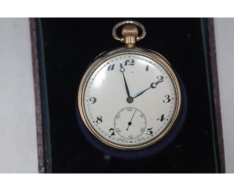 ROLEX - A 9CT GOLD OPEN FACED MANUAL WIND POCKET WATCH, Dia 4.5 cm