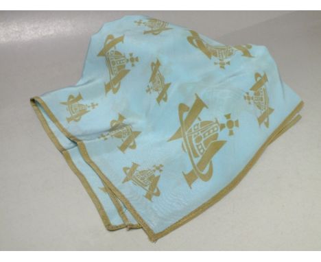 A VINTAGE VIVIENNE WESTWOOD STYLE SILK SCARF, with orb design logo, 51 x 51 cm