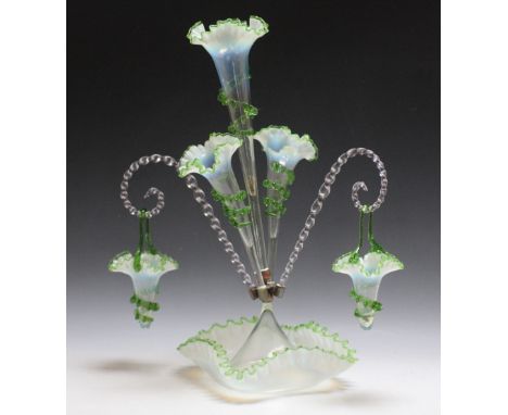 A VINTAGE GLASS EPERGNE, H 58 cm