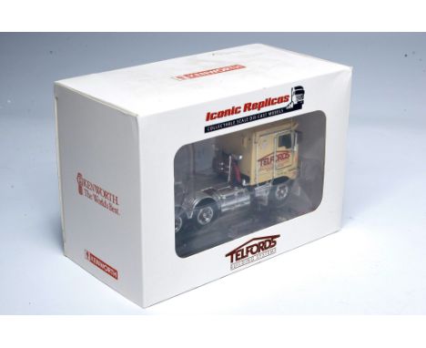 Iconic replicas 1/50 model truck issue comprising Kenworth tractor unit in the livery of Telfords. Looks to be without obviou