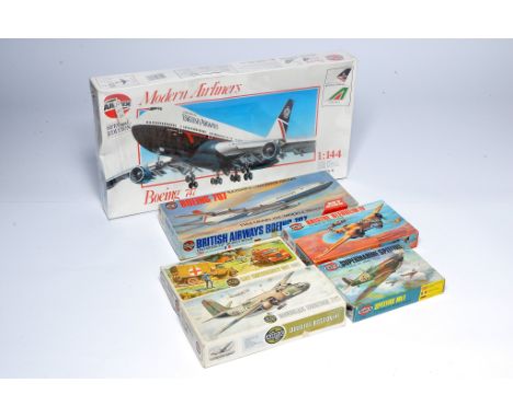 A group of six Airfix Plastic model kits comprising mostly aircraft, as shown. Boeing 747 is sealed. All complete and unstart