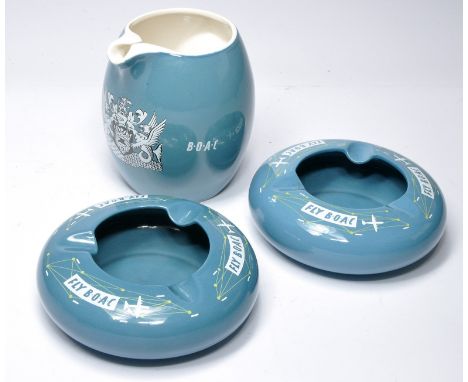 Two ceramic Copeland Spode BOAC ashtrays plus Wade BOAC ceramic water (for whisky) jug. Excellent condition. 