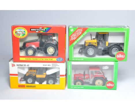 Siku, Britains and Joal group of model tractor issues comprising JCB, Valmet and Schluter. With boxes. 