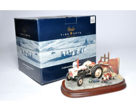 Border Fine Arts Limited Edition 'Like Father Like Son' model Number B0859 by Ray Ayres. David Brown tractor on wooden base. 