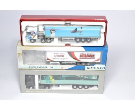 Corgi /Eligor / Code 3 (boxed) 1/50 and 1/43 diecast model truck issues comprising sets in the livery of Kime (trailer only),