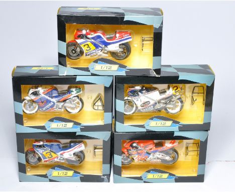 A group of five Ixo 1/12 model motorcycles in original boxes, as shown. All look to be excellent. 