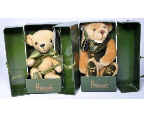A pair of Exclusive Harrods Merrythought bears to include 150th Anniversary Bear 1849-1999 Limited Edition 346 of 500 pieces 