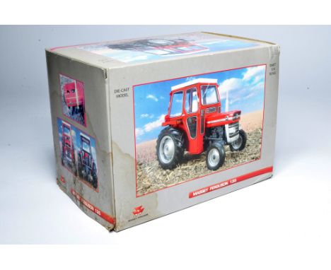 Universal Hobbies 1/16 farm model issue comprising Massey Ferguson 135 Tractor. Model has been displayed, box has storage wea