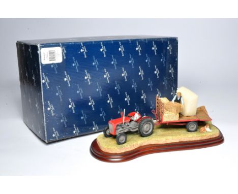 Border Fine Arts Limited Edition Loading Up' model Number A3448 by Ray Ayres. Massey Ferguson 35 tractor on wooden base. No o