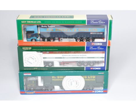 Corgi (boxed) 1/50 diecast model truck issues comprising sets in the livery of Swain, Payne and Bassett. Look to be without o