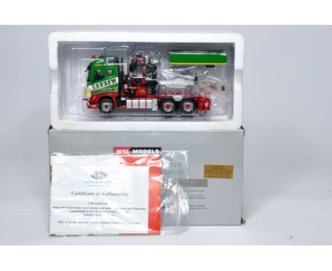 WSI 1/50 diecast model truck issue comprising Volvo FH Fassi Crane Combo in the livery of Cadzow. Search Impex Limited Editio
