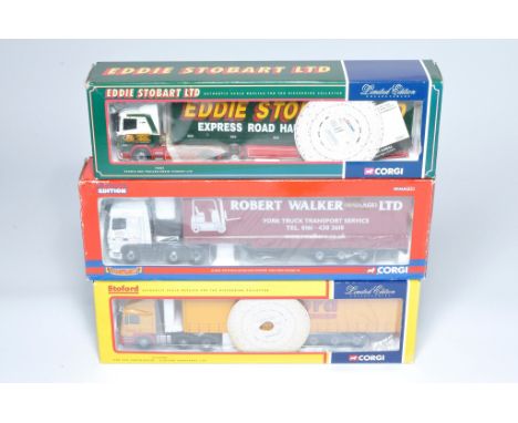 Corgi (boxed) 1/50 diecast model truck issues comprising sets in the livery of Stoford, Walker and Stobart. Look to be mostly