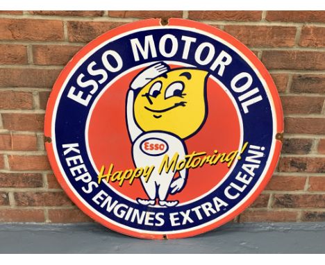 Enamel Circular Esso Motor Oil SignMake: Contact AuctioneerModel: Contact AuctioneerYear: 0Mileage: 0VIN: Contact AuctioneerC