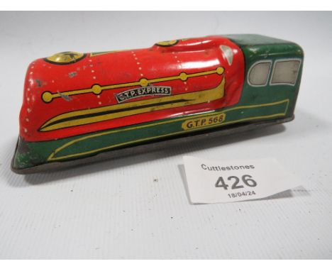 A VINTAGE TIN PLATE TRAIN 'G.T.E.EXPRESS'' 