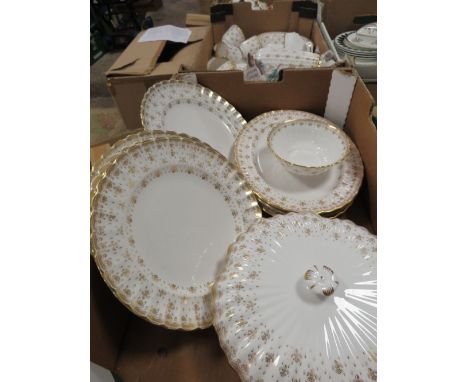 TWO BOXES CONTAINING SPODE FLEUR DE LYS GOLD