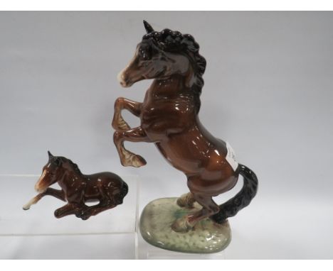 A BESWICK HORSE FIGURE OF A WELSH REARING COB TOGETHER WITH A&nbsp;FOAL&nbsp; A/F