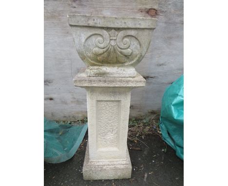 A SANDSTONE PEDESTAL PILLAR PLANTER