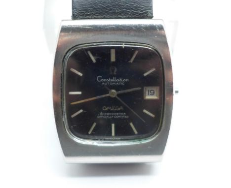 An Omega Constellation automatic wristwatch, lacking button 