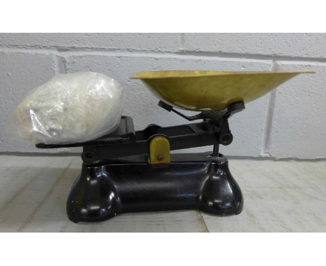 A set of Ferenay kitchen scales and weights **PLEASE NOTE THIS LOT IS NOT ELIGIBLE FOR POSTING AND PACKING** 