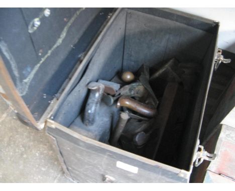 A case of old tools including planes 
