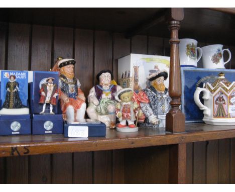 Henry VIII toby jugs, Sadler teapot and small figures 
