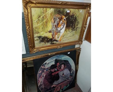 A tiger print and another print on board 