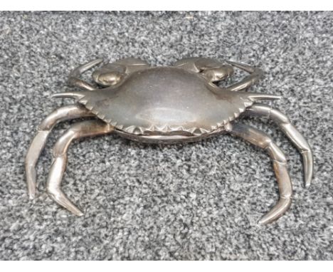 A silver plated novelty inkwell in the form of a crab 18cm wide.