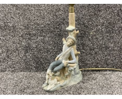 Lladro Lamp of Shepherd and dog