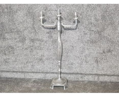 Large metal art deco style floor standing 3 way candelabra, height 104.5cm