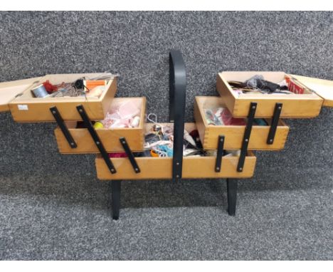 Vintage cantilever sewing box with contents