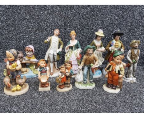Tray containing 11 figured ornaments including west german Goebel etc