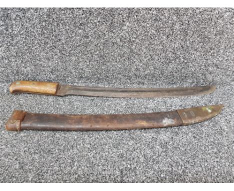 An antique small sword in leather scabbard.